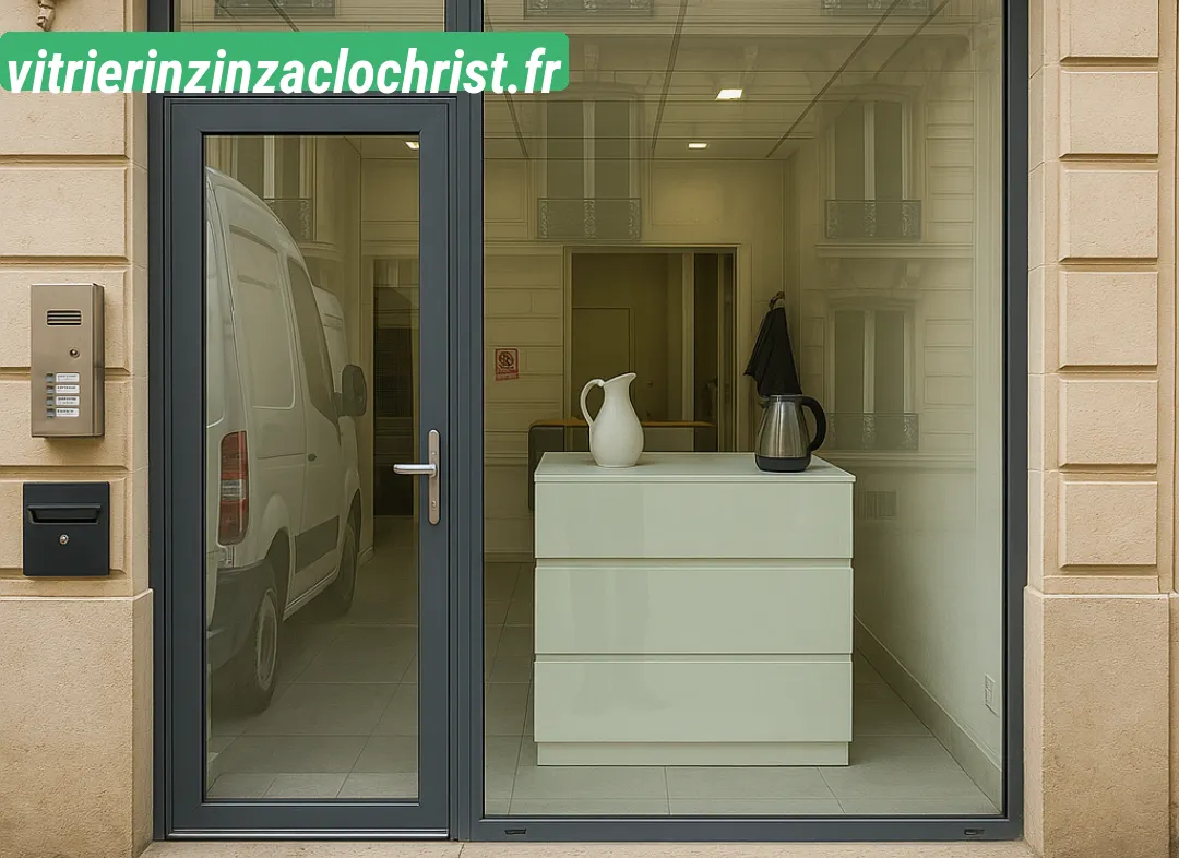 Façade vitrine de magasin en aluminium sur mesure à Inzinzac-Lochrist